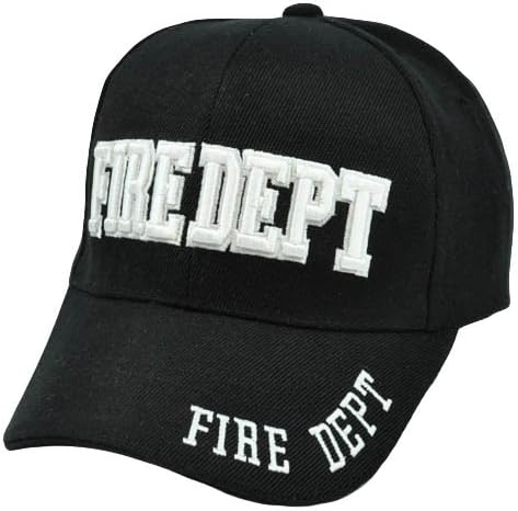 Fire Fighter Dept Department Black White Velcro Constructed Curved Bill Hat Cap