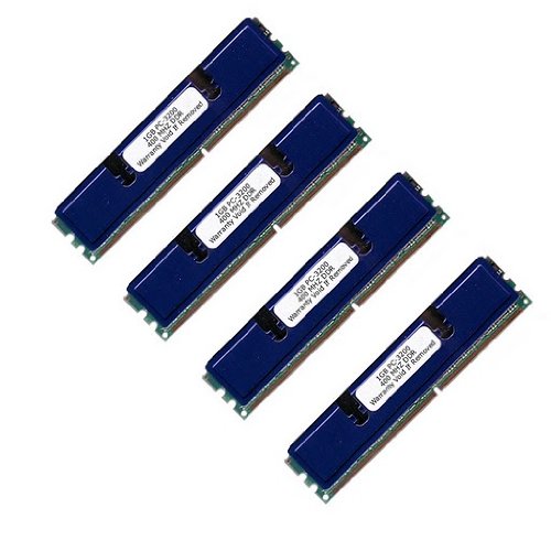 Komputerbay 4GB  4 x 1GB  DDR DIMM 184 pin 400Mhz PC 3200 Low Density Heat Spreaders CL2.0 4 GB KIT