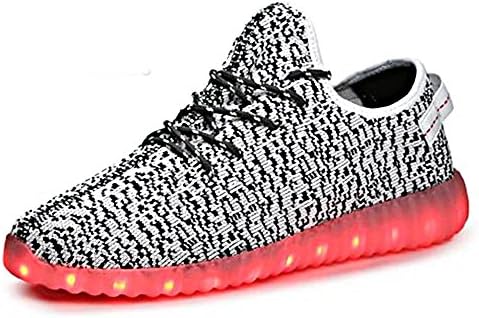 Helen Men's LED Luminous 7 Colors Flashing USB Charging Sneakers Leisure Glowing Sport Shoes Grey 6.5 D(M) US