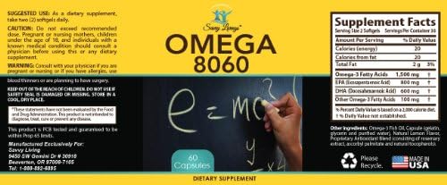 * Premium maximum strength Omega-3 Fish oil supplement *1500 mg fatty acid that boosts brain power and improves memory * 60 capsules *800 mg EPA and 600 mg DHA *Also help maintain heart and vascular health