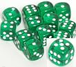 Translucent 16mm d6 Green/white Pipped Dice