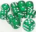 Translucent 16mm d6 Green/white Pipped Dice