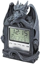 Sleepy Dragon Gargoyle Statue Sculpture Time LCD Alarm Clock