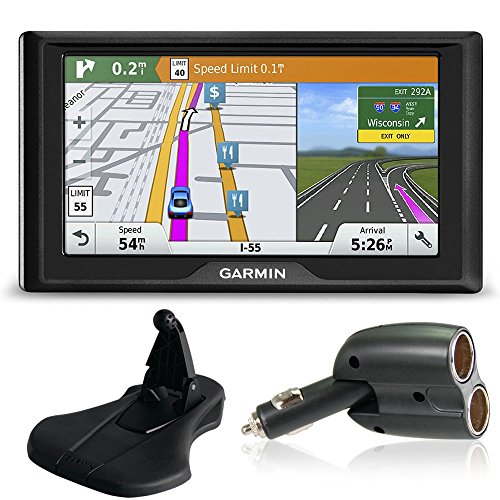 Garmin Drive 60LMT GPS Navigator (US Only) Charger + Friction Mount Bundle includes Garmin Drive 60LMT, UGC-102-BL Dual 12V Car GPS Charger and Portable Friction Mount (Flexible Style)