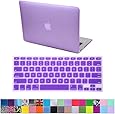 HDE Matte Hard Shell Clip Snap-on Case + Matching Keyboard Skin for MacBook Air 13" - Fits Model A1369 / A1466 (Purple)