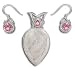 Sterling Silver Opalized Window Druzy and Rainbow Blush Pendant with Watermelon Quartz Earrings Set by Sajen