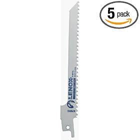 LENOX 20556-676RC 6" 6TPI Wood & Nail Cutting Reciprocating Saw Blade - 5 Pack