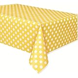 Plastic Polka Table Cover, 54" x 108" YELLOW