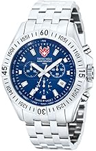 Swiss Eagle Men's Quartz Watch with Blue Dial Analogue Display and Silver Stainless Steel Bracelet SE-9020-22