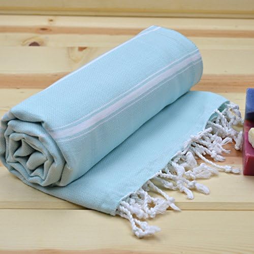 Turkish Luxury Large Quick Dry Bath Hamam Spa Sauna Beach Gym Yoga Sarong Fouta Bath Towel Peshtemal 100% Cotton Aqua Color