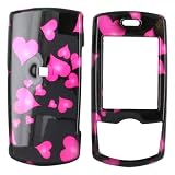 For Samsung T659 Hard Case Cover Floating Hearts Black
