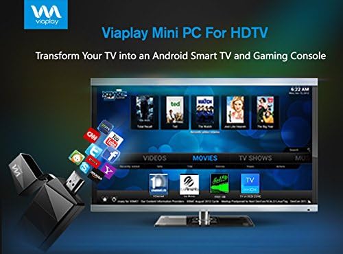 Viaplay Via-TV T1 Android mini PC Smart TV stick dongle box Dual Core Cortex-A9 1.6Ghz CPU- Google Android 4.2.x HDMI streaming Home media player - 1080P full HD excellent for XBMC