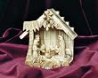 Figurines et l'�table avec palmier et �toile. Sculpt�es � la main de bois d'olivier � Bethleh�me. Hauteur env. 13 cm.