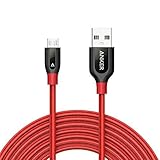 Anker PowerLine+ Micro USBケーブル【高耐久ケブラー素材 / 2重編込の高耐久ナイロン素材 / 結束バンド付属】急速充電 高速データ通信対応 Xperia、Nexus、Samsung、Android 各種、その他USB機器対応 (3.0m レッド)