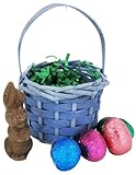 Sjaak's Organic Chocolate - Small Wicker Easter Basket with Milk Chocolate Bunny and Eggs - 2.1 oz.