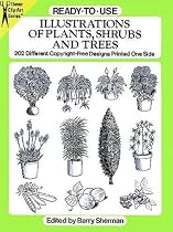Ready-to-Use Illustrations of Plants, Shrubs and Trees: 202 Different Copyright-Free Designs Printed One Side
