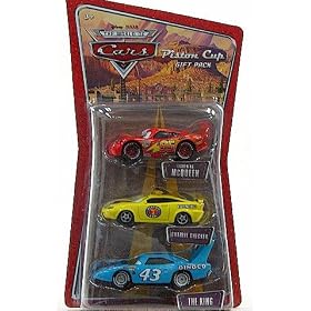 Disney Pixar CARS 1:55 Die Cast Figure 3-Pack Lightning McQueen, Charlie Checker and The King by Checkers