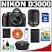 Nikon D3000 10MP Digital SLR Camera with 18-55mm f/3.5-5.6G AF-S DX VR Nikkor Zoom Lens & 55-200mm VR Zoom Lens with 8GB Card + EN-EL9a Battery + Nikon Gadget Bag + Accessory Kit