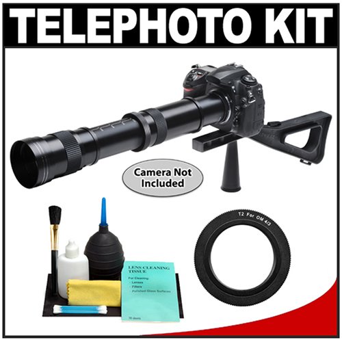Kenko 420-800mm Telephoto Zoom Lens with 2x Teleconverter (=420-1600mm) + Stedi-Stock Shoulder Brace Kit for Panasonic / Olympus E-5, E-30, E-3, Evolt E-420, E-450, E-520, E-620 Digital SLR Cameras