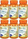 Puritans Pride Vitamin C-500mg with Bioflavonoids and Rose Hips 100 Caplets 6 Pack
