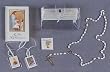 First Communion Gift Sets - Boy - White Molded Rosary - Missal - FC Pin - Scapular - Clear Vinyl Wallet