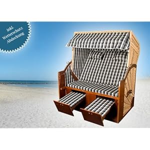 Polyrattan Strandkorb inkl. Schutzh�lle/Abdeckung