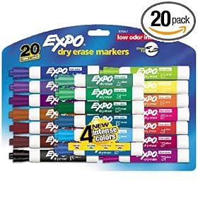 Expo Dry Erase Markers 81047, Chisel Tip 20 Pack Assorted Colors