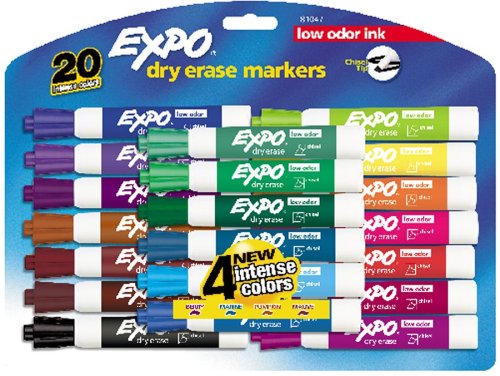 Childrens Toyshop  Office Products : Expo Dry Erase Markers 81047, Chisel Tip 20 Pack Assorted Colors