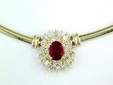 14K 1.40 CT Ruby & Diamond Starburst Necklace