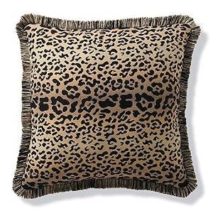 Outdoor Cleo Leopard Square Outdoor Throw Pillow with Fringe - Frontgate