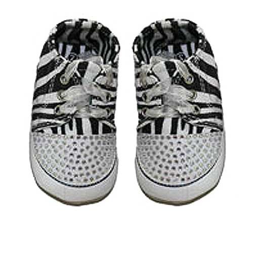 One Ruby Lane Baby Girls Boys Zebra Soft Sole Sequin High Top Shoe 1-4