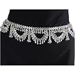 Chain Link Belt, Sexy Hip Chain, White Brass with Loops and Bells, Fits waist or hips 36" - 42" for Belly Dancing or Casual Wear