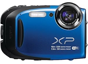 Fujifilm FinePix XP75/XP70-BLUE Waterproof 16.4MP Digital Camera with Full HD Video Movies, Wi-Fi, 3D Panorama, Shockproof Freezeproof Dust/Sandproof,16M CMOS Sensor & 5x Optical Zoom Lens (Blue)