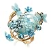 Exquisite Flower And Butterfly Cocktail Ring (Gold And Light Blue)