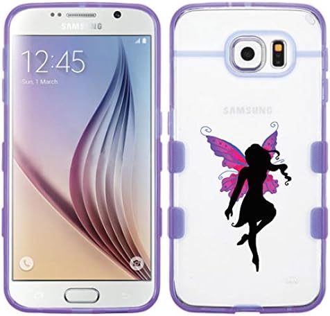 Samsung Galaxy S6 Butterfly Fairy Glassy Transparent Clear Gummy Cover (Transparent/Purple)