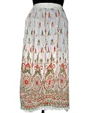 White Red Sequin Embroidered Skirts Womens Long Bohemian Gypsy Boho 38 Inch