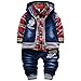 Yao Spring Autumn Baby Boys 3pcs Clothing Set Cotton Shirt Jeans Denim Vest (9-12months, Red)