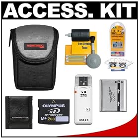 Precision Design Compact Digital Padded Carrying Case + LI-50B Battery + 2GB xD-Picture Card + Cleaning Kit for Olympus Stylus 1010, 1020, 1030 SW, 9000, TOUGH 6000 & 8000 Digital Cameras