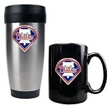 Philadelphia Phillies MLB Stainless Steel Travel Tumbler & Black Ceramic Mug Set - Primary Logo