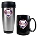 Philadelphia Phillies MLB Stainless Steel Travel Tumbler & Black Ceramic Mug Set - Primary Logo by Great American Products