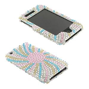 Swirly Sun Full Rhinestones Design Snap On Hard Case for Apple iPhone 3G S, AT&T