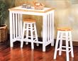 WHITE TILE TOP MISSION BREAKFAST TABLE W. 2 BAR STOOLS