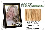20″ Inch Body Wave #27/613 Blonde W/ Platinum Highlights Pro Extensions Premier Human Hair Extensions