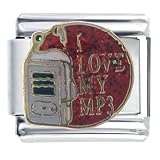 Heart I Love My Mp3 Italian Charms Bracelet Link