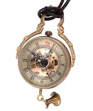 Skeleton Pendant Pocket Watch Mechanical Movement Hand Wind Steampunk Vintage Style Crystal Ball Roman Numerals - PW13 on sale