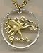 Tuvalu 50 Cent Octopus Two Tone Coin Cut Out Pendant with 24 Chain