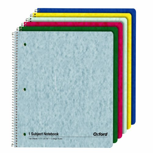 Ampad Single Wire Notebook, Size 11 x 8-7/8, 1 Subject, Assorted Covers, 100 Sheets, College Ruled (25-009)(set of 6)