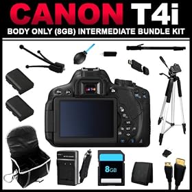 Canon EOS Rebel T4i 18.0 MP CMOS Digital Camera (Body Only) 8GB Intermediate Bundle Kit - 6558B001