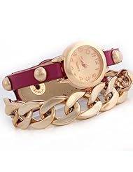 Sotijobs Punk Girls Golden Acrylic Chain Watch Womens Make Up Essential Accessories Bracelet Wrist Watch Purple