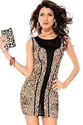 Sexy Polyester/Spandex Sleeveless Leopard Print Mesh Club Dress/Party Dress 
